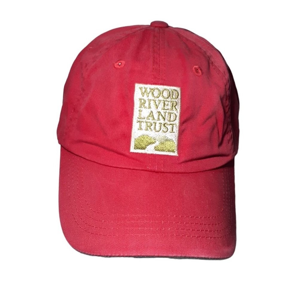 Wood River Land Trust Baseball Hat Red with Embroidered Trust Hook Loop Closure
